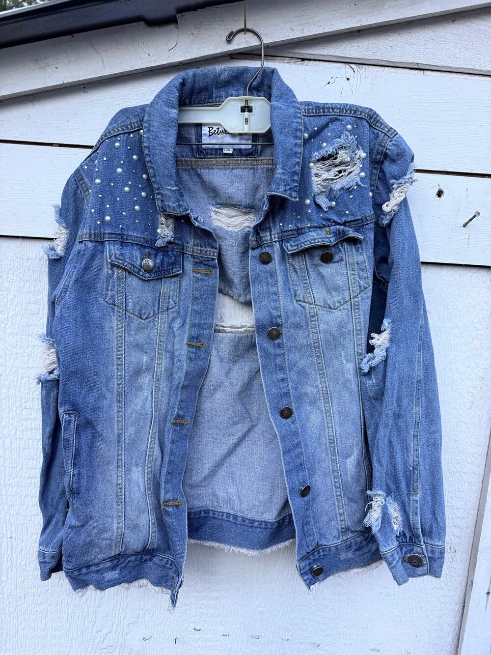 Vintage Y2K Distressed Jean Jacket - Ladies XL